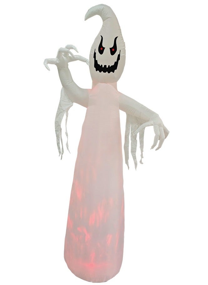 9 Feet Inflatable Spooky Ghost Reaper Halloween Decor, Giant Scary Grim Reaper with Build in LED Lights for Haunted Yard Display, Outdoor and Indoor Holiday Decorations