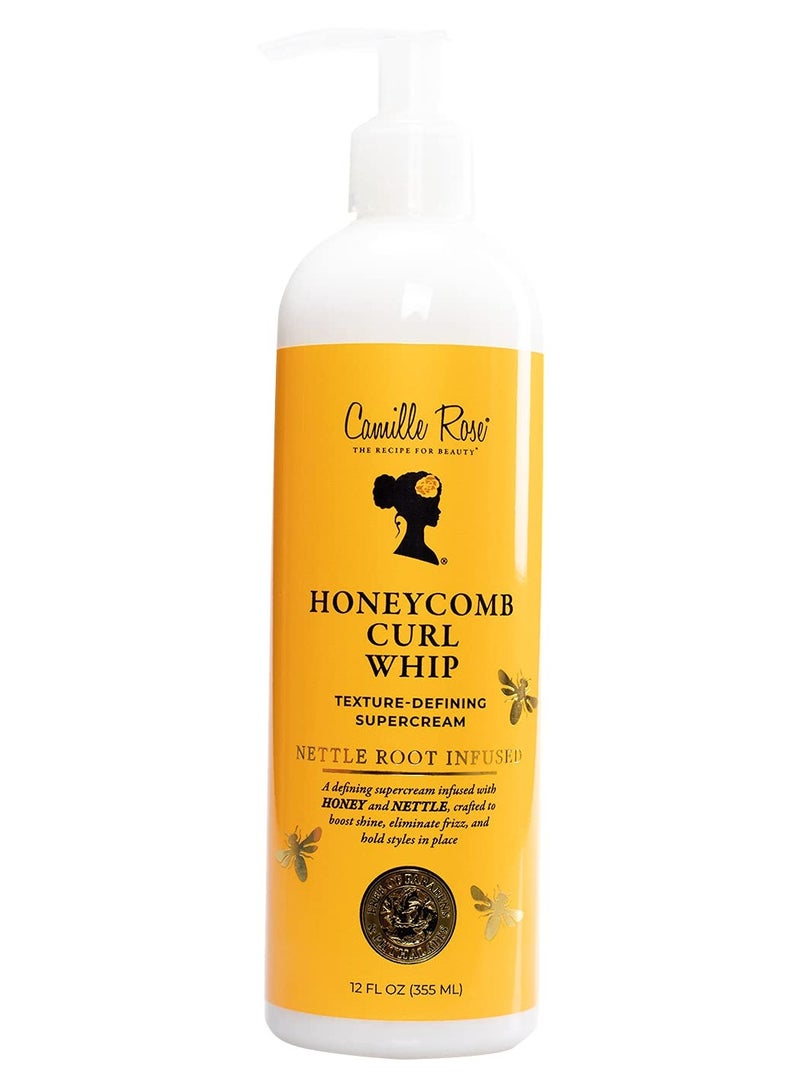 Camille Rose Honeycomb Curl Whip Texture-Defining Supercream to Hold, Defrizz, Nourish, Shine, and Promote Hair Regrowth | With Honey and Nettle Root 355ML