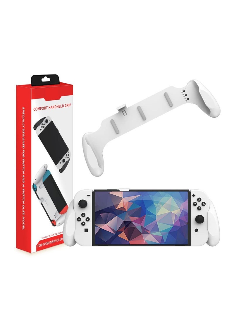 Ergonomic Hand Grip for Switch OLED/Dockable Switch, Comfort Fit for Nintendo Switch, Supports TV Connection (White) - Perfect for Enhanced Gaming Experience.