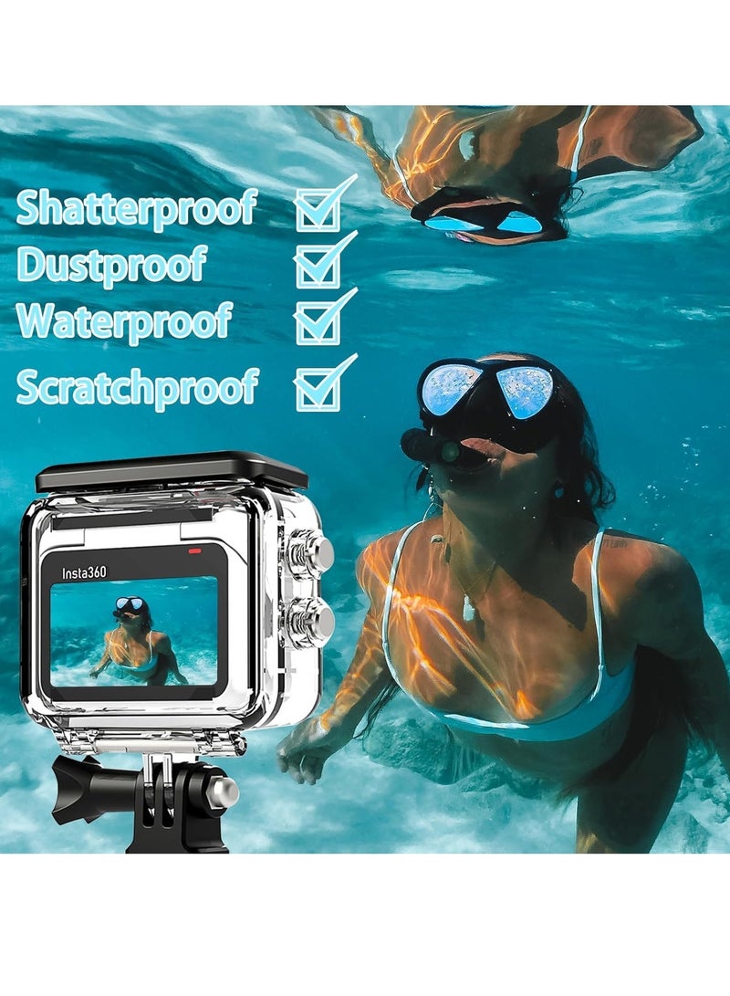 Dive Case for Insta360 GO 3, Waterproof Protective Case 197ft/60m Underwater Dive Housing Shell with Bracket Accessories