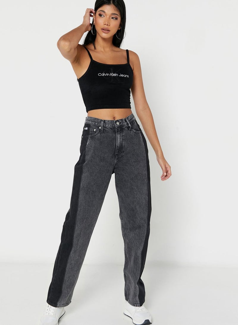 High Waist Colorblock Jeans