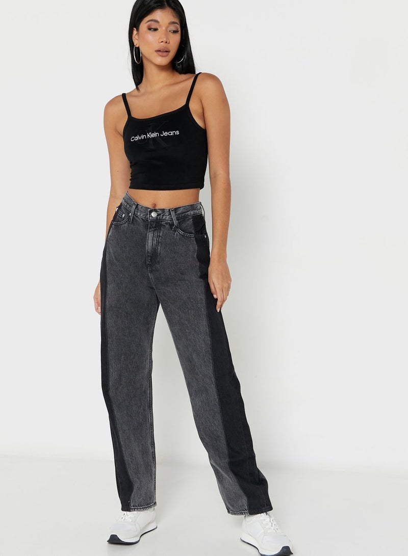 High Waist Colorblock Jeans