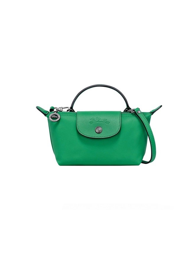 Champ Women's Classic Fashion Multi functional Leather Mini Makeup Bag Handbag Shoulder Bag Handheld Small Bag Green