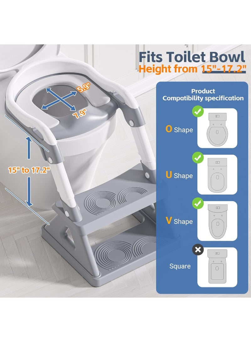 Potty Training Seat with Step Stool, Upgraded 2 in 1 Potty Training Toilet for Boys Girls, 3