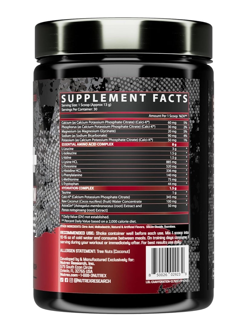 Nutrex Research - EAA+ Hydration Powder, Muscle Recovery & Endurance, 8G Essential Amino Acids + Electrolytes, Fruit Punch Flavor, 30 Servings