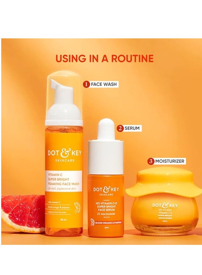 Dot & Key Vitamin C + E Skin Care Combo | Facewash 80ml, Serum 30ml, Moisturizer 60ml