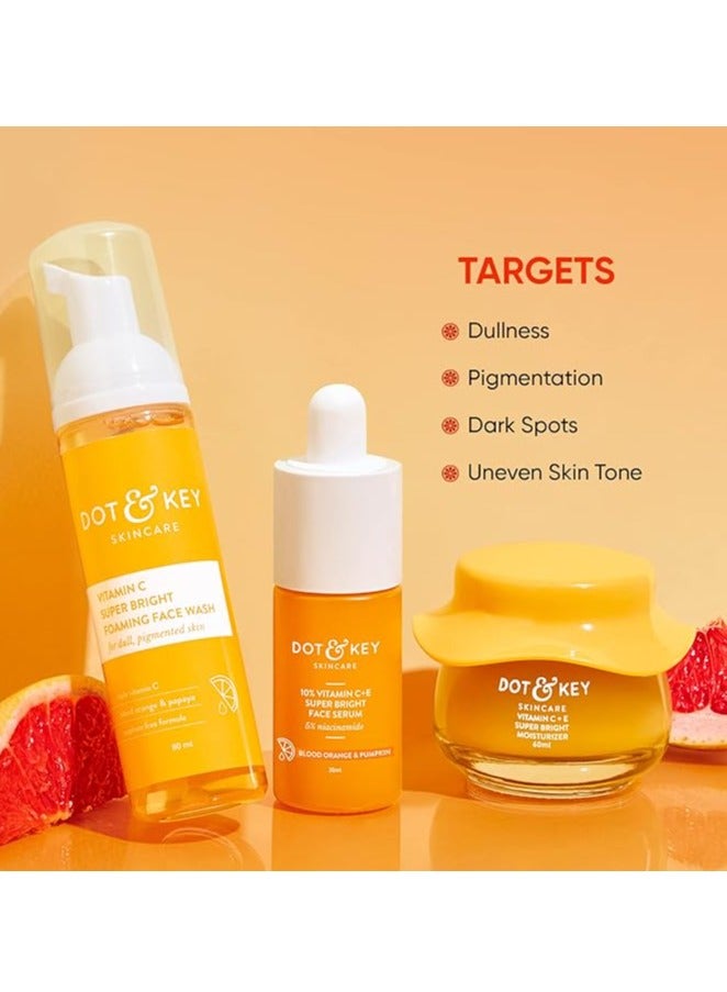 Dot & Key Vitamin C + E Skin Care Combo | Facewash 80ml, Serum 30ml, Moisturizer 60ml