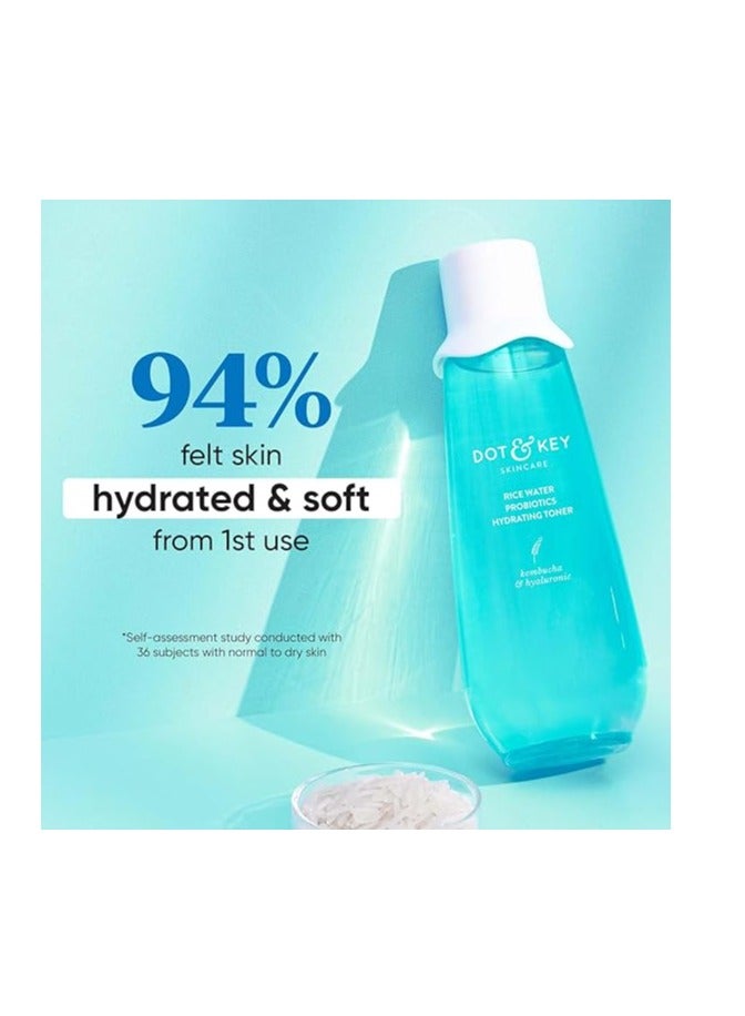 Dot & Key Rice Water Hydrating Toner With Hyaluronic |Rice Water Toner For Dry Skin, Sensitive Skin & Oily Skin |Alcohol-Free |Quick Absorbing & Non Sticky, For Hydrated Skin |Exfoliates Pores |150ml