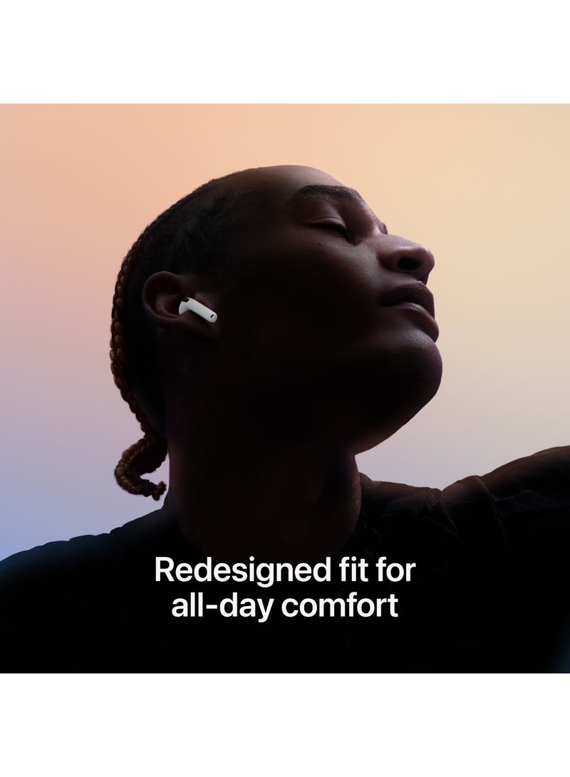AirPods 4 Wireless Earbuds, Bluetooth Headphones, Personalized Spatial Audio, Sweat and Water Resistant, USB-C Charging Case, H2 Chip, Up to 30 Hours of Battery Life, Effortless Setup For IPhone White