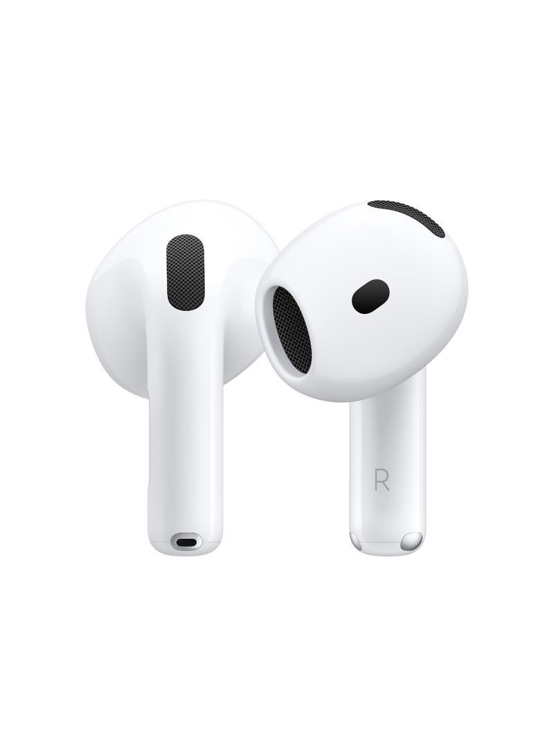 AirPods 4 Wireless Earbuds, Bluetooth Headphones, Personalized Spatial Audio, Sweat and Water Resistant, USB-C Charging Case, H2 Chip, Up to 30 Hours of Battery Life, Effortless Setup For IPhone White