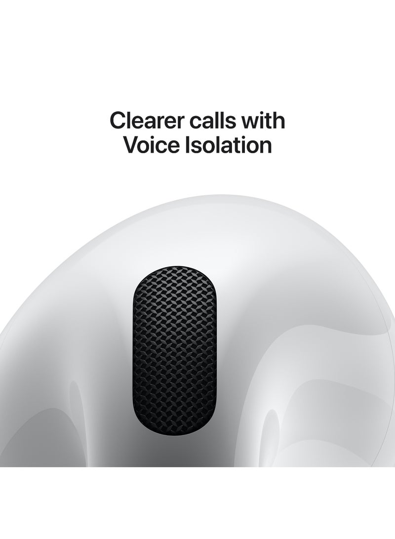 AirPods 4 Wireless Earbuds, Bluetooth Headphones, Personalized Spatial Audio, Sweat and Water Resistant, USB-C Charging Case, H2 Chip, Up to 30 Hours of Battery Life, Effortless Setup For IPhone White