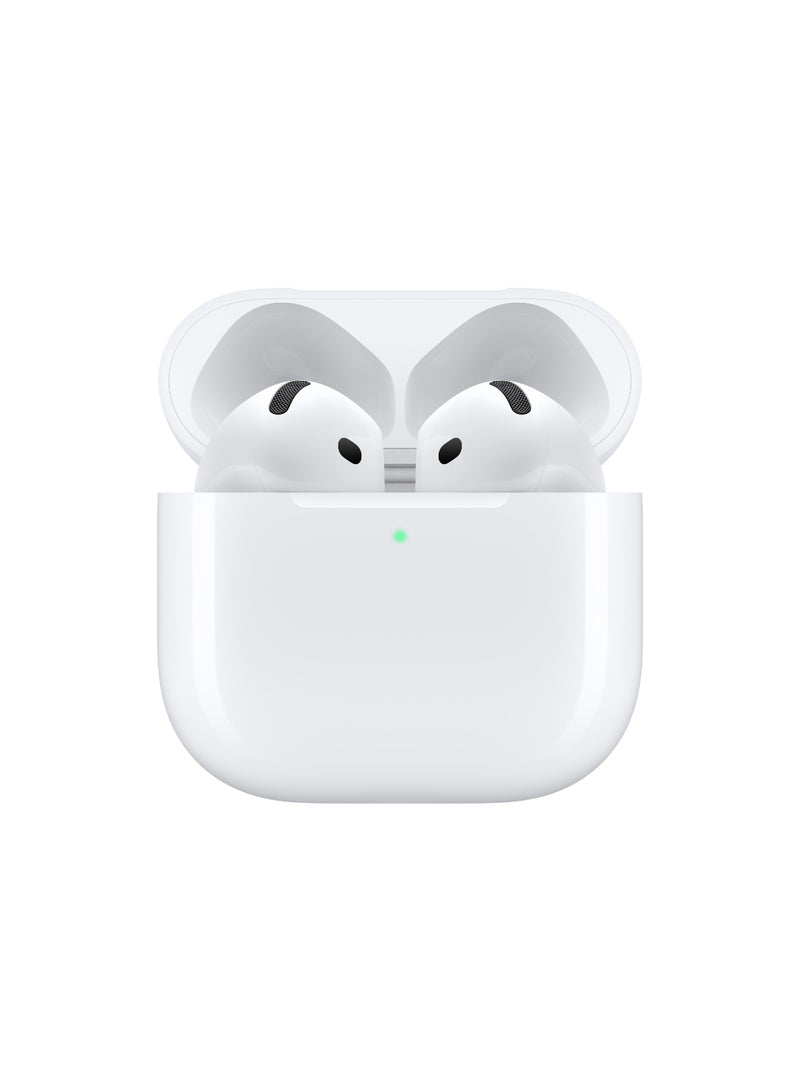 AirPods 4 Wireless Earbuds, Bluetooth Headphones, Personalized Spatial Audio, Sweat and Water Resistant, USB-C Charging Case, H2 Chip, Up to 30 Hours of Battery Life, Effortless Setup For IPhone White
