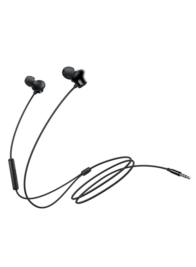 Nord Wired Earphones With Mic, 3.5mm Audio Jack, Enhanced Bass With 9.2mm Dynamic Drivers, In-Ear Wired Earphone Black