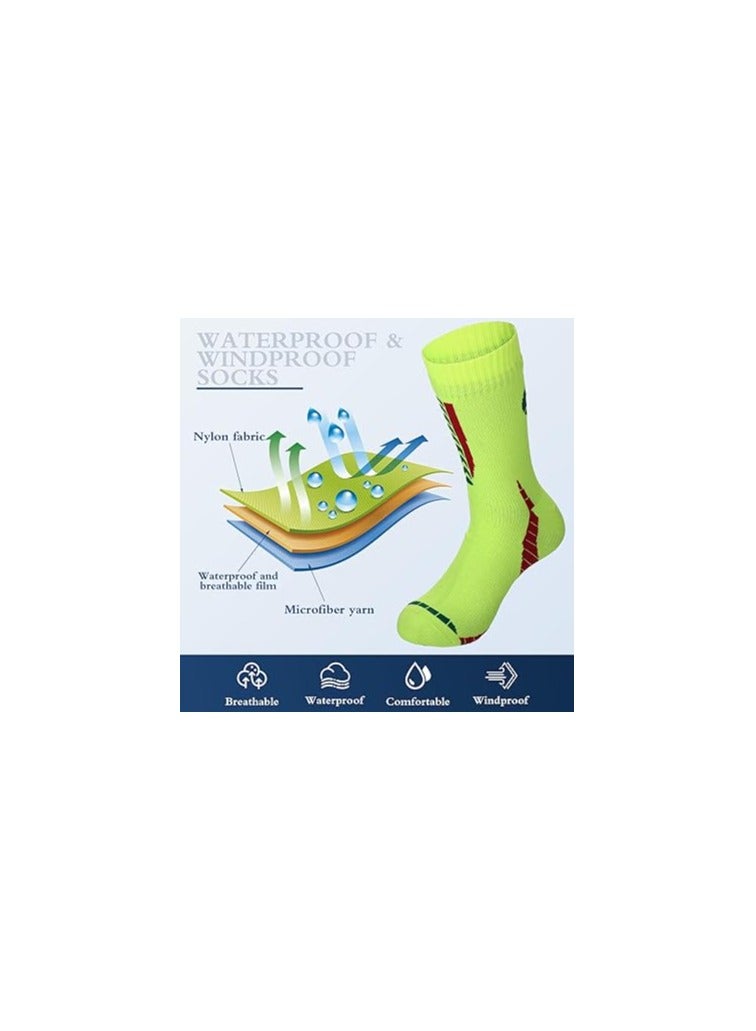 2 Pairs Unisex Waterproof Breathable Socks for Outdoor Activities - Ideal for Camping, Skiing, Hiking, Fishing, Cycling, and Golf (Men/Women Size 43-46)