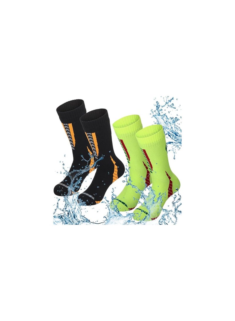 2 Pairs Unisex Waterproof Breathable Socks for Outdoor Activities - Ideal for Camping, Skiing, Hiking, Fishing, Cycling, and Golf (Men/Women Size 43-46)