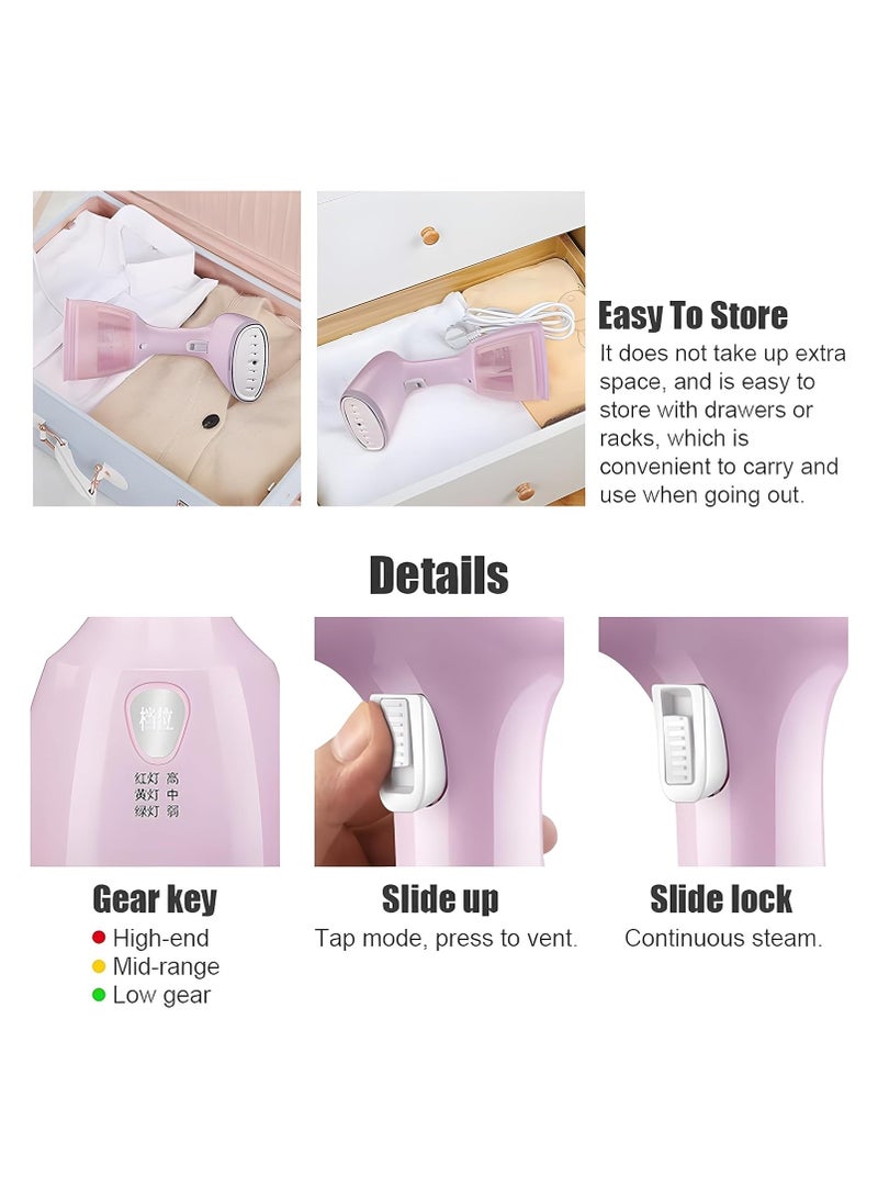 1500W Portable Clothes Steamer with a Detachable 350ml Water Tank - 15-second Quick Heating - Auto Shut Off, Leak-Proof, and Fast Wrinkle Removal.