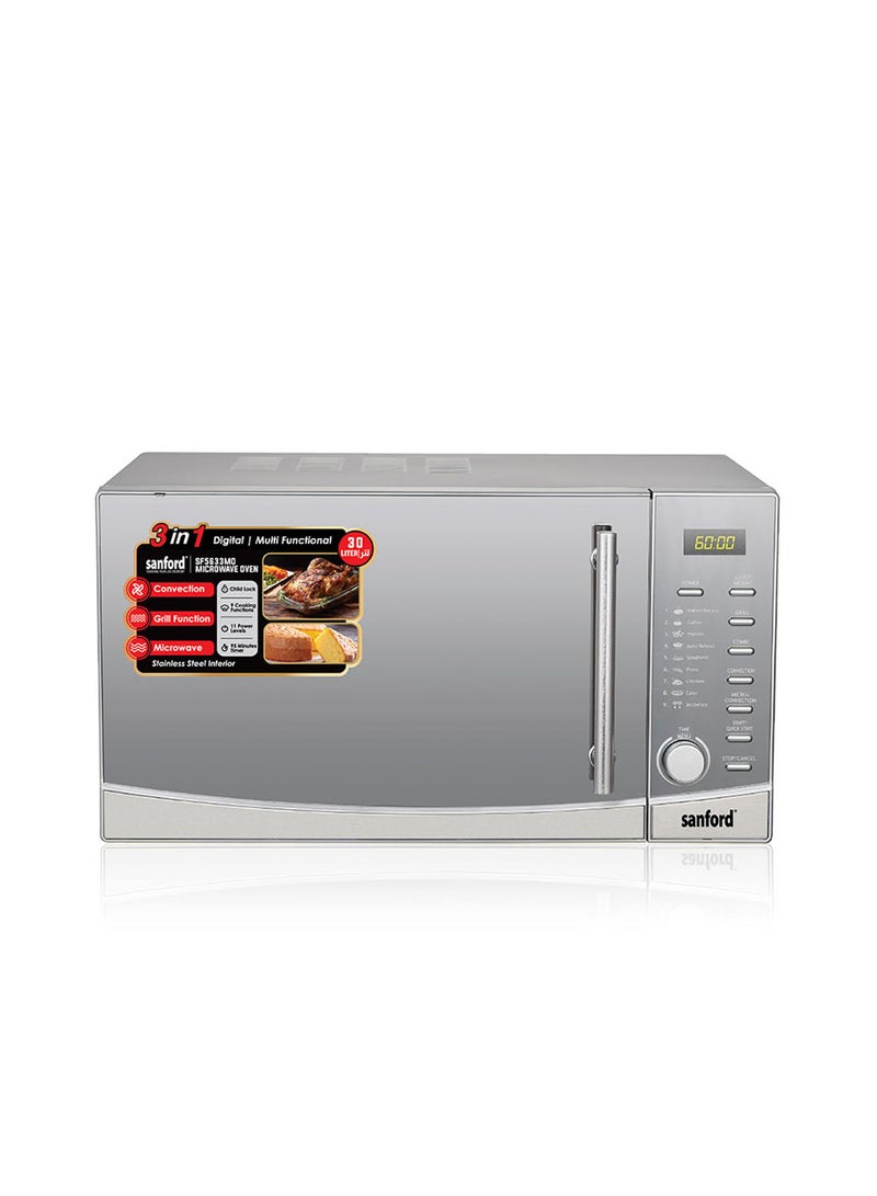 SANFORD MICROWAVE OVEN 30.0 LT WITH CONVECTION 30 L 2200 W SF5633MO BS Silver