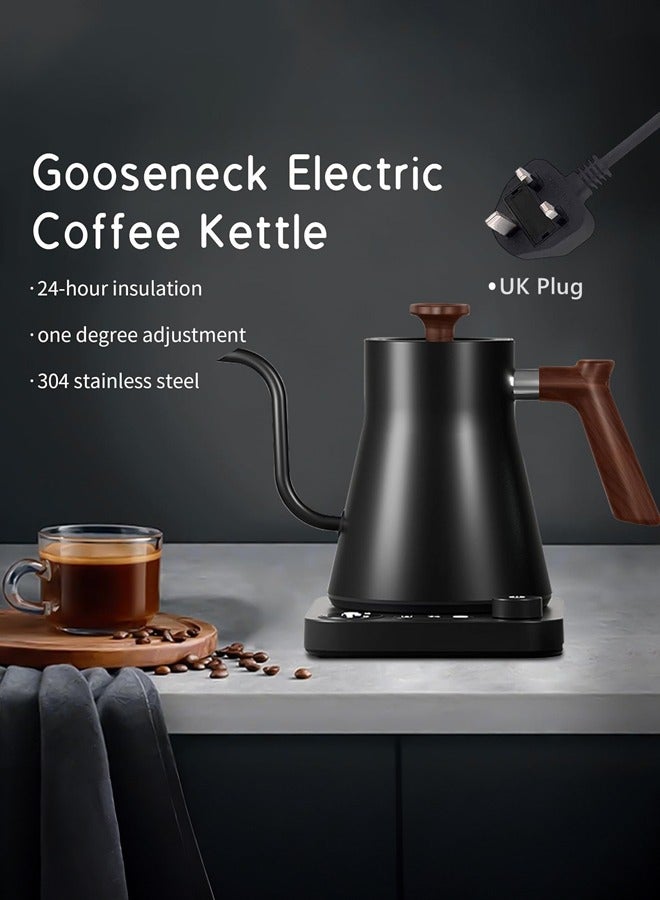 Electric Gooseneck Kettle,304 Stainless Steel Coffee Kettle with Temperature Control Presets,Quick Heating & Automatic Shut Off Electric Tea Pot for Pour Over Coffee,Brew Tea,Boil Water,0.9L,1200w