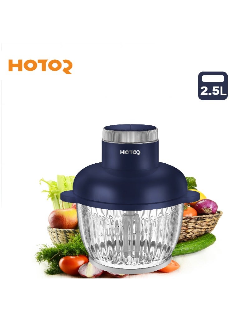 Electric Food Chopper 2.5L Smart Chopper Food Processor Blender Meat Chopper Machine,2 Speed Adjustable Meat Grinder,S-shaped whirlwind double headed blade, Multi Food Chopper For Meat, Vegetables, Fruits And Nuts 2.5L Blue