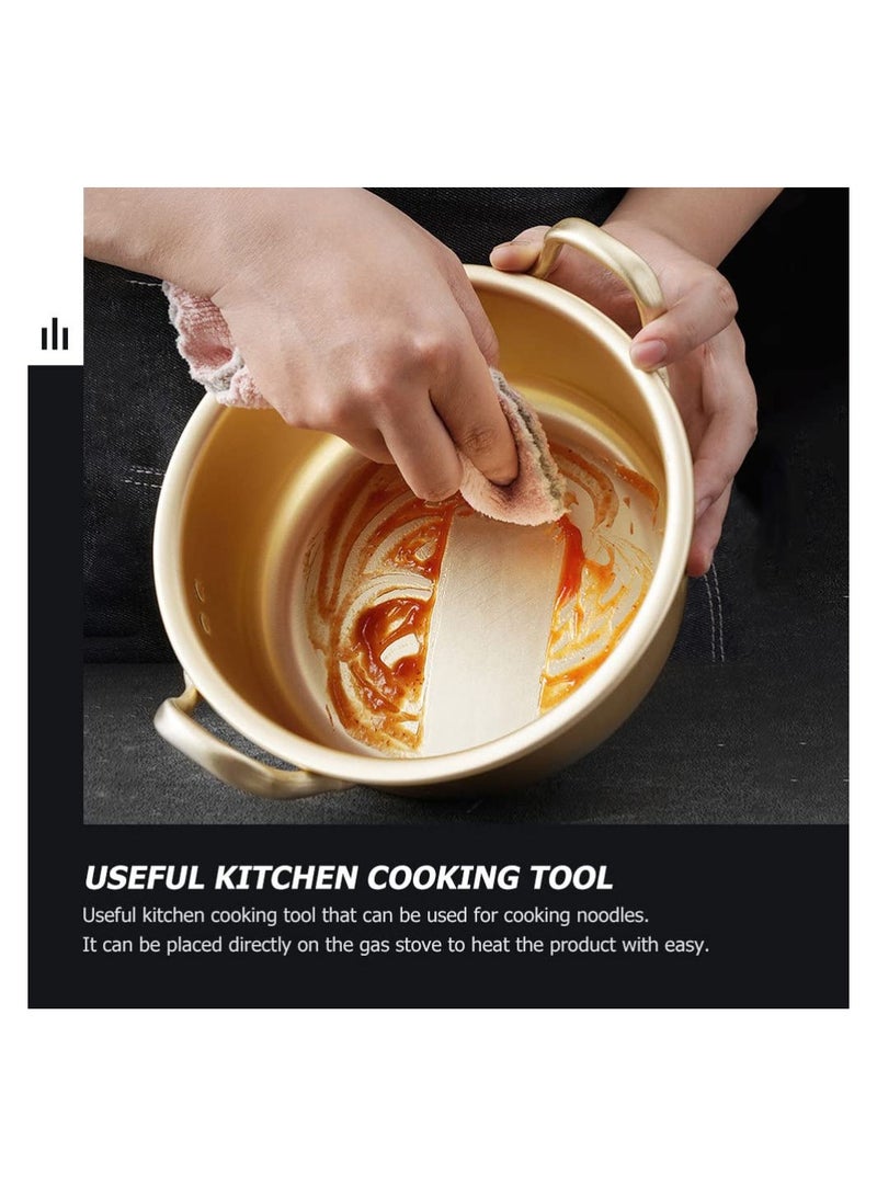 1 Set Korean Cooking Ramen Pot, with 1pair Lid Spoon and Chopsticks, Double Handle Korean Ramen Noodle Pot Korean Stockpots (6inch/ 16cm)