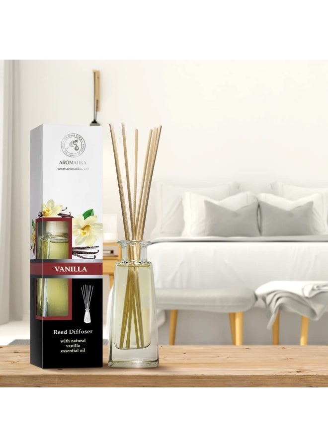 Reed Diffuser With Natural Essential Oil Vanilla 3.4 Fl Oz 100Ml Scented Reed Diffuser Gift Set With Bamboo Sticks Best For Aromatherapy Spa Home Office Fitness Club