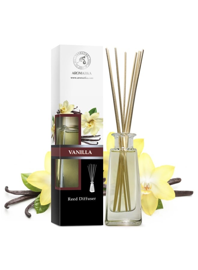 Reed Diffuser With Natural Essential Oil Vanilla 3.4 Fl Oz 100Ml Scented Reed Diffuser Gift Set With Bamboo Sticks Best For Aromatherapy Spa Home Office Fitness Club