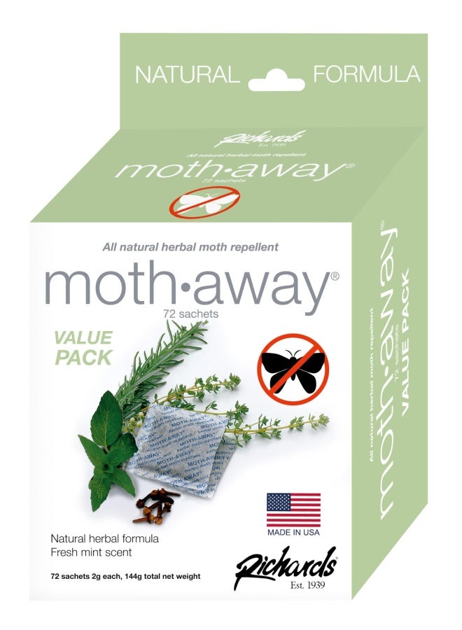 Moth Away Sachets Nontoxic 72 Pack White 6 Sets Of 12 Sachets Fresh Mint Scent By Homewares