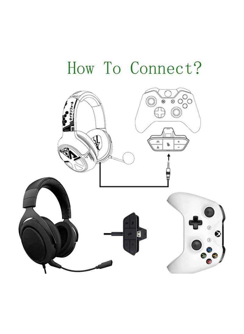 Stereo Headset Adapter for Xbox One, Audio Mic Headphone Converter, Adjust Audio Balance (Game Sound and Voice Chat), Volume, Mic Directly