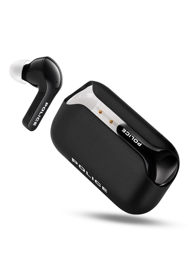 FOS I Earbuds with Noise Cancellation, Dual Microphone, 8mm Driver, Type-C Charging & Bluetooth 5.3, Black/White - IPX4