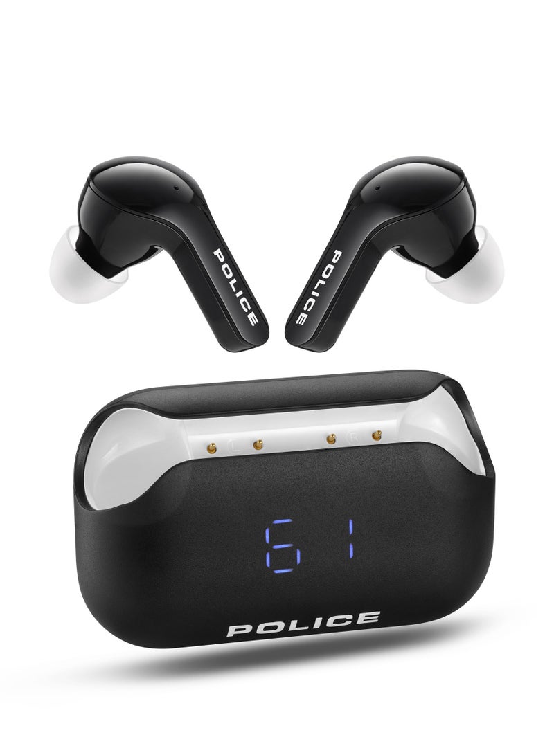 FOS I Earbuds with Noise Cancellation, Dual Microphone, 8mm Driver, Type-C Charging & Bluetooth 5.3, Black/White - IPX4