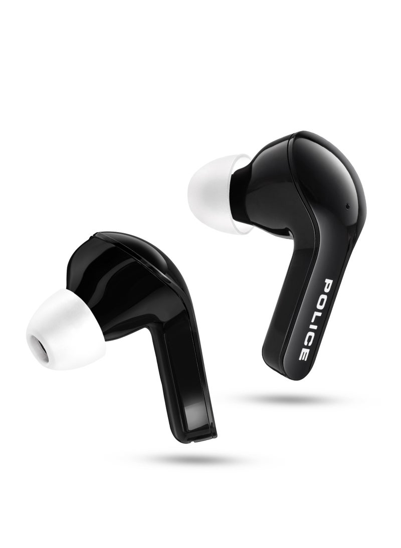 FOS I Earbuds with Noise Cancellation, Dual Microphone, 8mm Driver, Type-C Charging & Bluetooth 5.3, Black/White - IPX4