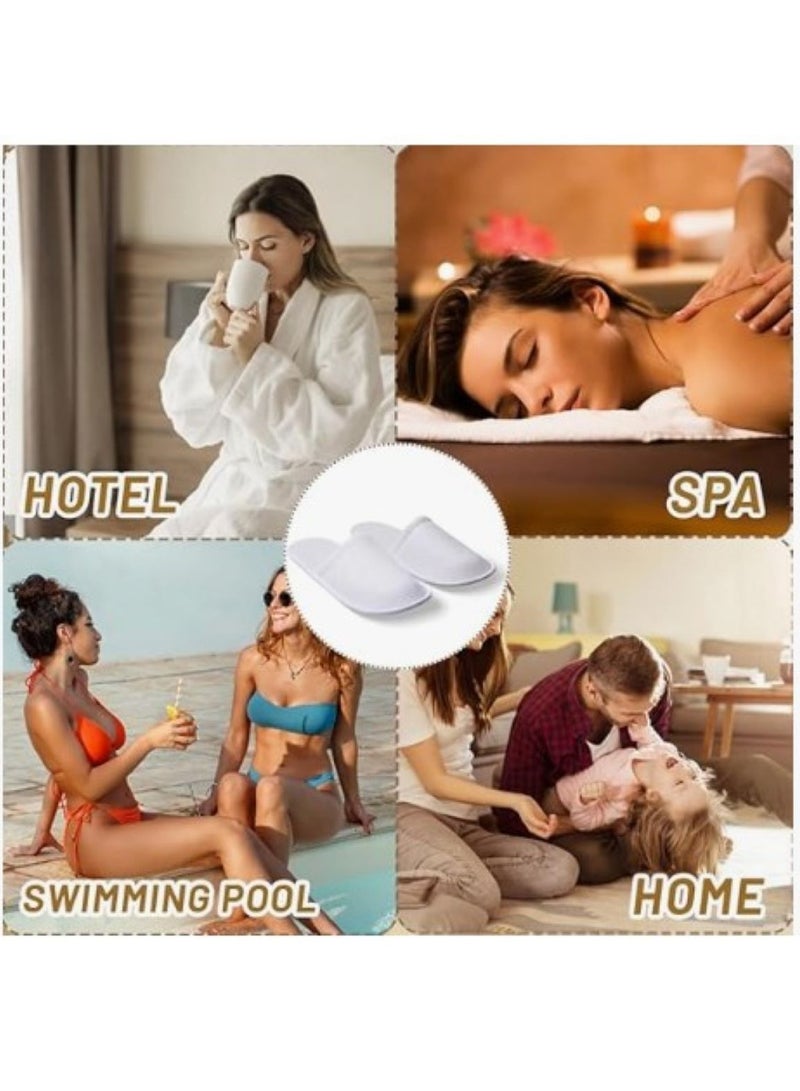 50 Pairs Spa Slippers Disposable Slippers for Hotel Guests Women Men Closed Toe Super Comfort White