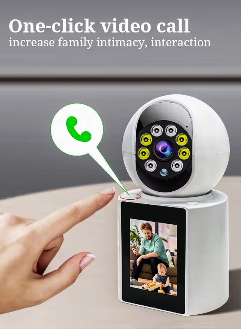 Home Office Security Surveillance Camera Two Way Video Calling Full HD 1080P WiFi Camera With 2.8 Inch Screen For Baby Kids Elders Pets 350 Degree Night Vision Smart Motion Detection Free 32GB Card