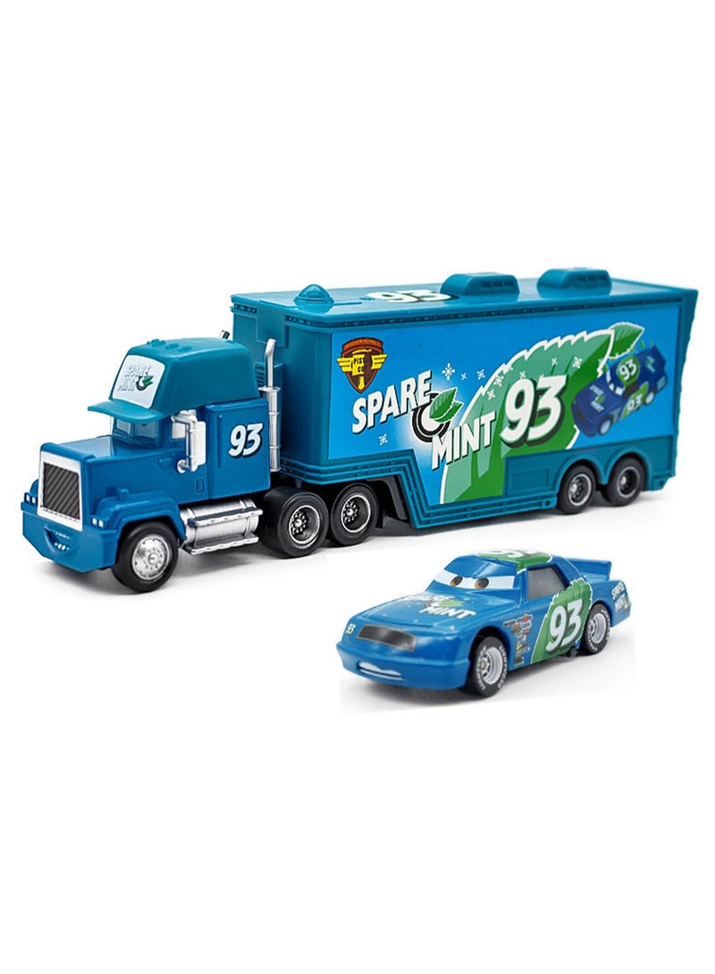 Cars Racing Container Truck Racing Alloy Set Toy Model Children's Gift Desktop Ornaments (No. 93 Container Truck + No. 93 Car)