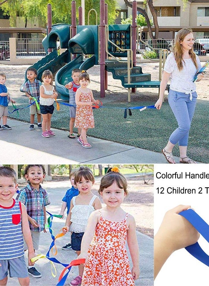 Walking Rope, Children Safety Walking Rope with 12 Colorful Handles Outdoor Safety Daycare Rope for Preschool Daycare Kindergarten School Kids Children (Blue)