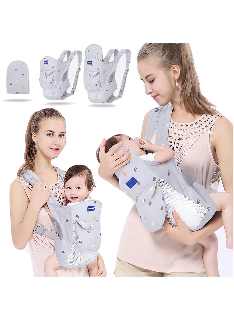 Ergonomic Baby Carrier for Infants and Toddlers, Adjustable Front and Back Holder, Comfortable and Simple Design for Boys and Girls (Grey) - A Perfect Helper for Moms.