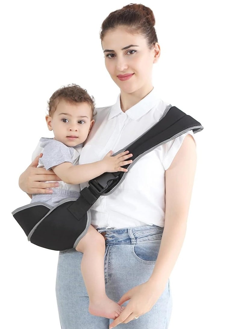 Toddler Carrier, Portable Adjustable Child Sling, Ergonomic One Shoulder Labor Saving Polyester Half Wrapped Toddler Sling with Anti-Slip Particles, for Child 6-36 Months