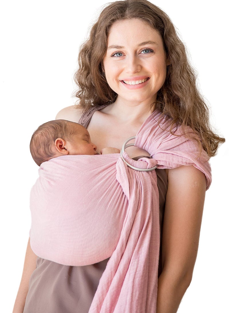 Cotton Muslin Baby Carrier Wrap, Ring Sling, and Toddler Carrier - Versatile Front and Chest Sling for Newborns and Infants (Rose)