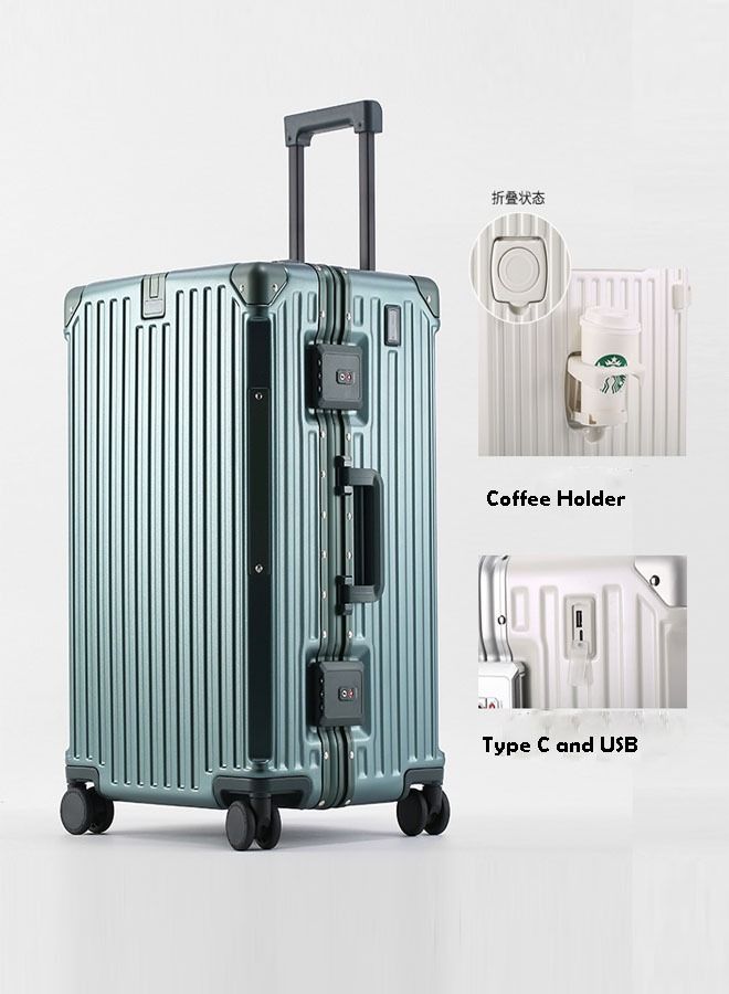 Set of 2 Premium Expandable Aluminum Frame ABS & PC Suitcase With USB charging port and C type 24 and 32 inch