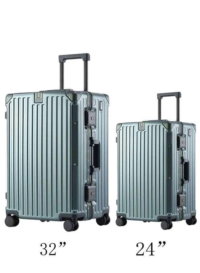 Set of 2 Premium Expandable Aluminum Frame ABS & PC Suitcase With USB charging port and C type 24 and 32 inch