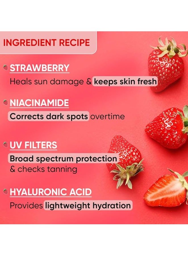 Strawberry Dew Tinted Sunscreen SPF 50+ Pa++++ - 01 Porcelain | Protection Against UA/UB | Broad Spectrum, Water & Sweat resistant | For All Skin Types | 50ml