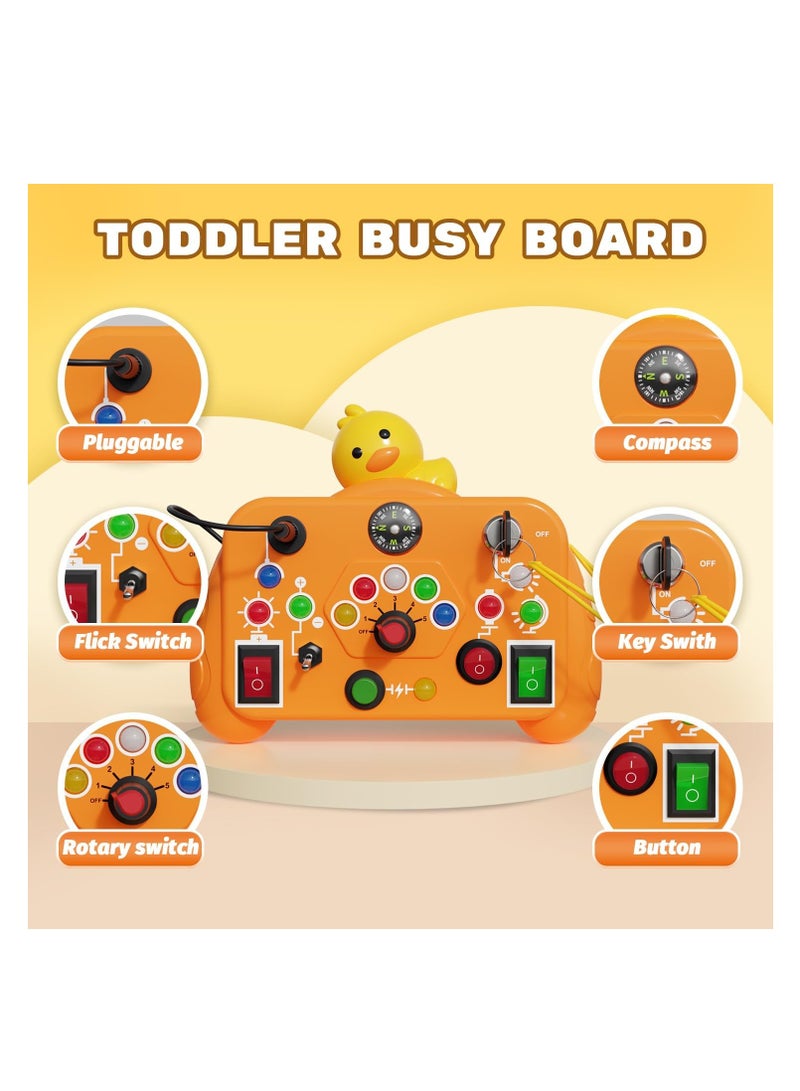 LED Light Montessori Toys, Toddler Learning Toys, Sensory Board Educational Learning Activities Toys, Travel Toys for Toddlers Boys and Girls Birthday, Yellow Duck