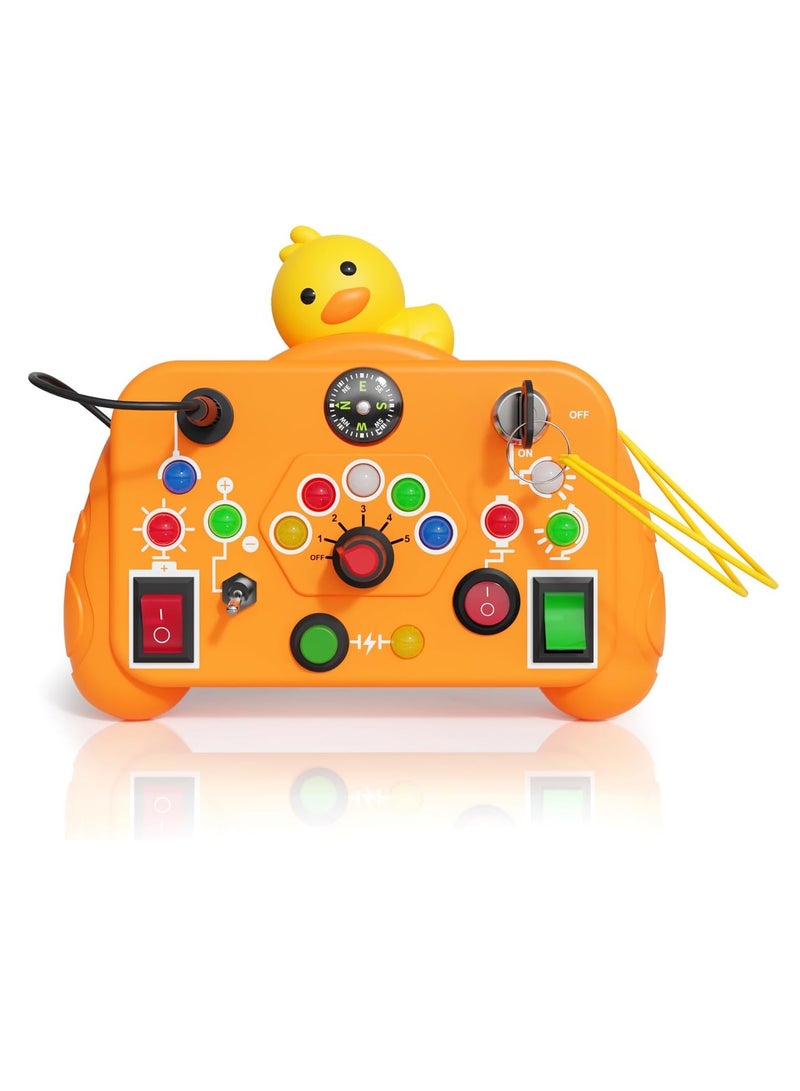 LED Light Montessori Toys, Toddler Learning Toys, Sensory Board Educational Learning Activities Toys, Travel Toys for Toddlers Boys and Girls Birthday, Yellow Duck