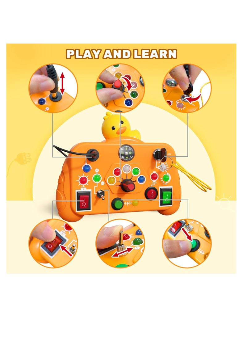 LED Light Montessori Toys, Toddler Learning Toys, Sensory Board Educational Learning Activities Toys, Travel Toys for Toddlers Boys and Girls Birthday, Yellow Duck