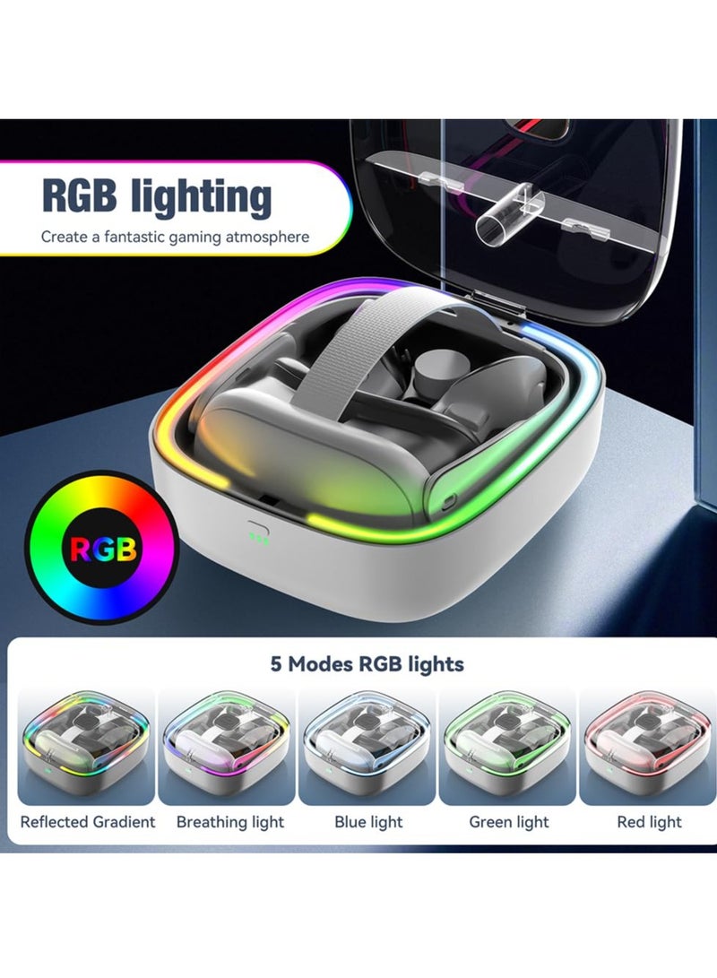 RGB Charging Dock for Meta Quest 3, VR Charging Station with 2 Batteries Headset Charging Stand with LED Light Controller Charging Dock for Meta Quest 3 Accessories