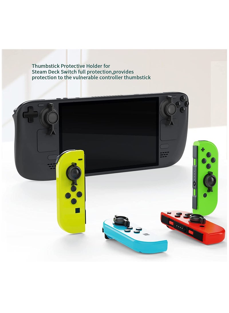 Steam Deck Joystick Guard Set: 6 Protective Holders, 1 Kickstand, and 1 90-Degree USB-C Male to Dual USB-C Adapter for Switch Lite and Phones.