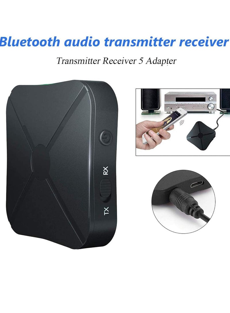 Bluetooth 5.0 2-in-1 Audio Transmitter and Receiver - Wireless Adapter for PC, TV, Headphones, Soundbar, Car, Speakers, and Home Stereo Systems.