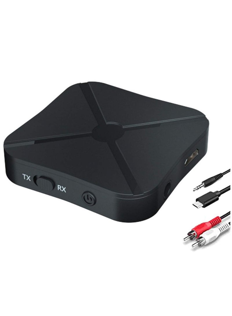 Bluetooth 5.0 2-in-1 Audio Transmitter and Receiver - Wireless Adapter for PC, TV, Headphones, Soundbar, Car, Speakers, and Home Stereo Systems.