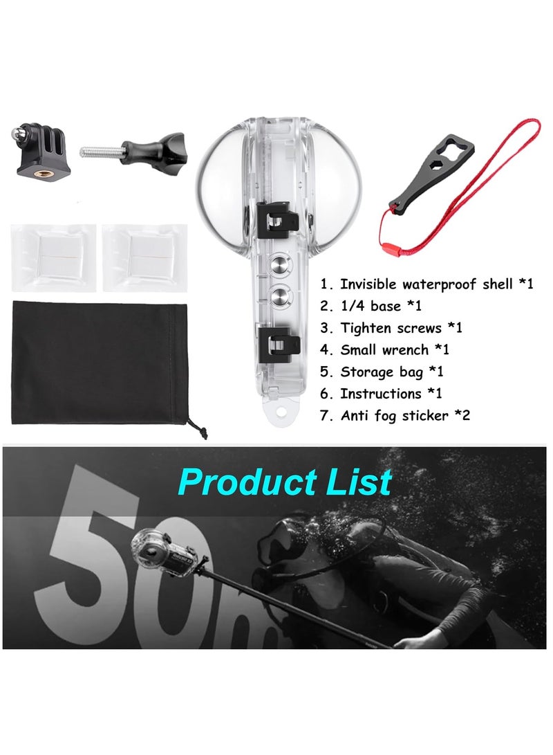 Invisible Dive Housing Case for Insta360 X3 - Waterproof & Scratch-Resistant, 50m (164ft) Underwater Protective Shell with Enhanced Bracket Accessories for Deep-Sea Exploration and Photography.