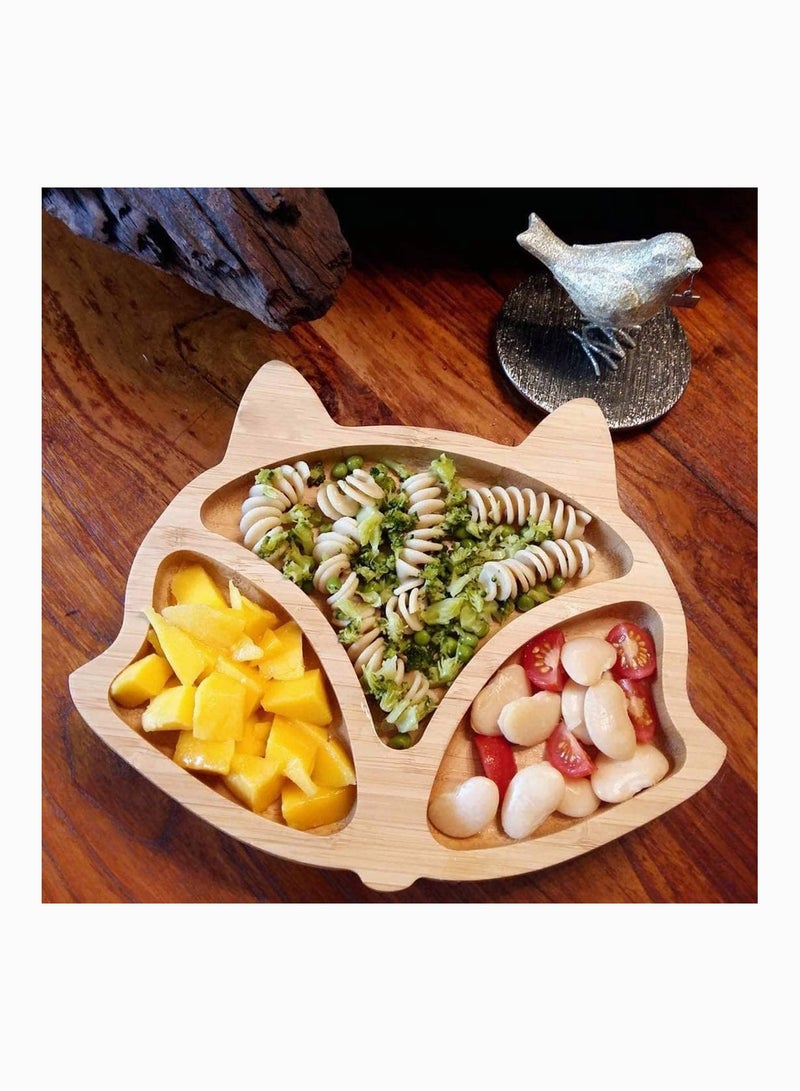 Baby Toddler Dinner Plates - Portable Non Slip Toddler Suction Plate, Stay Put Feeding Plate, Natural Bamboo Toddler Plates